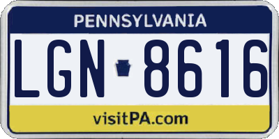 PA license plate LGN8616