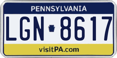 PA license plate LGN8617
