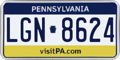 PA license plate LGN8624