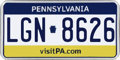 PA license plate LGN8626