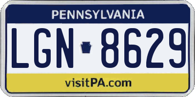 PA license plate LGN8629