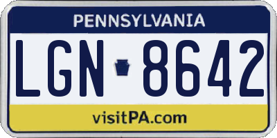 PA license plate LGN8642