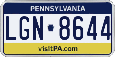 PA license plate LGN8644