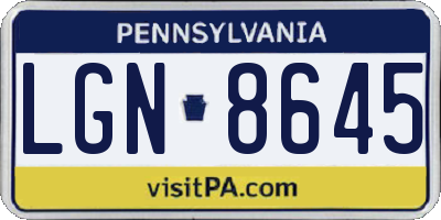 PA license plate LGN8645