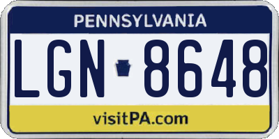 PA license plate LGN8648