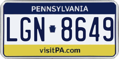 PA license plate LGN8649