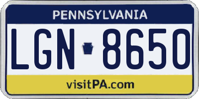 PA license plate LGN8650