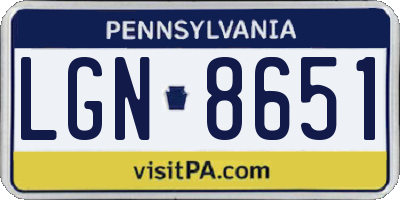 PA license plate LGN8651