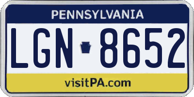 PA license plate LGN8652