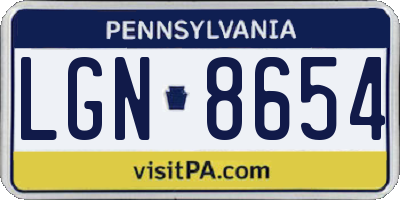 PA license plate LGN8654