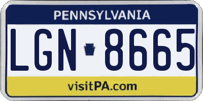 PA license plate LGN8665