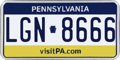 PA license plate LGN8666