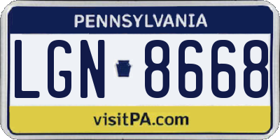 PA license plate LGN8668