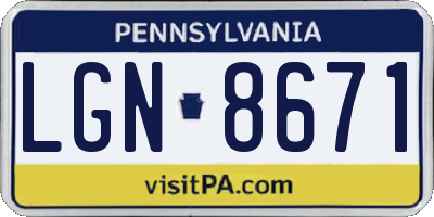 PA license plate LGN8671