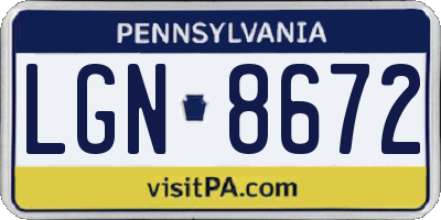 PA license plate LGN8672