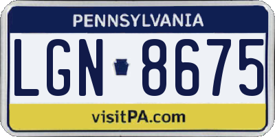 PA license plate LGN8675