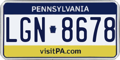 PA license plate LGN8678