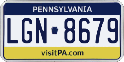 PA license plate LGN8679