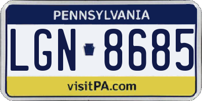 PA license plate LGN8685