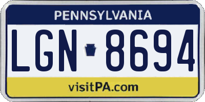 PA license plate LGN8694