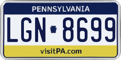 PA license plate LGN8699