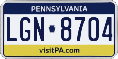 PA license plate LGN8704