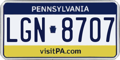 PA license plate LGN8707