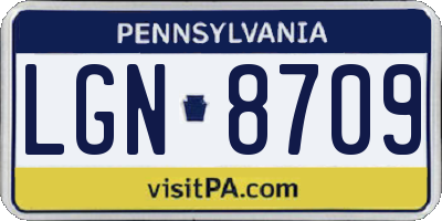 PA license plate LGN8709