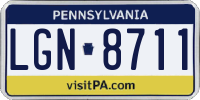 PA license plate LGN8711
