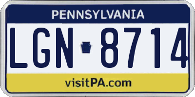 PA license plate LGN8714