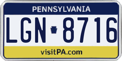 PA license plate LGN8716