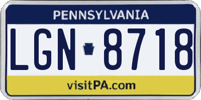 PA license plate LGN8718