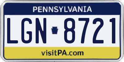 PA license plate LGN8721
