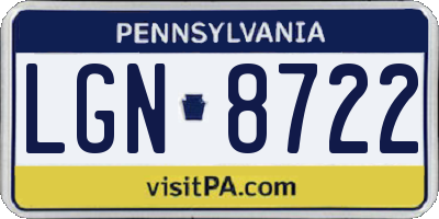 PA license plate LGN8722