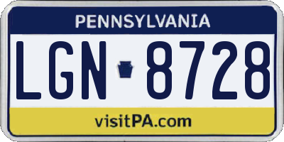 PA license plate LGN8728