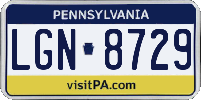 PA license plate LGN8729