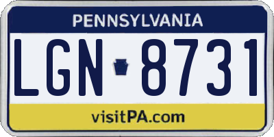 PA license plate LGN8731