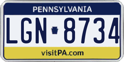 PA license plate LGN8734