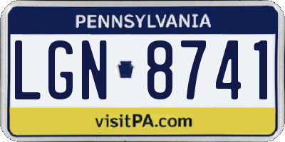 PA license plate LGN8741