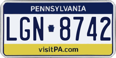 PA license plate LGN8742