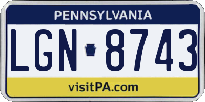 PA license plate LGN8743