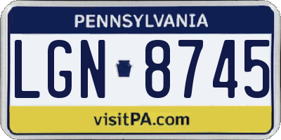 PA license plate LGN8745