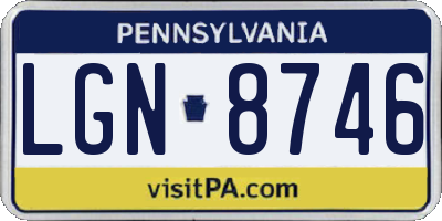 PA license plate LGN8746