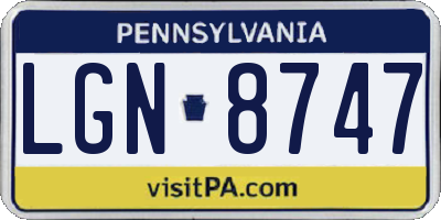 PA license plate LGN8747