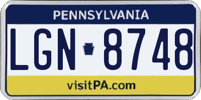 PA license plate LGN8748