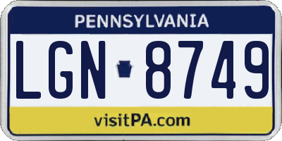 PA license plate LGN8749
