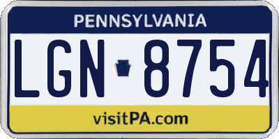 PA license plate LGN8754