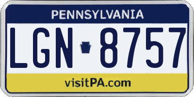 PA license plate LGN8757