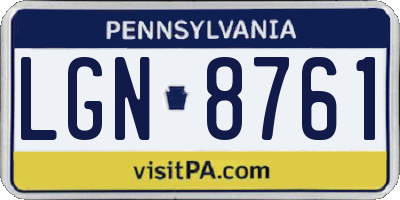 PA license plate LGN8761