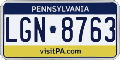 PA license plate LGN8763
